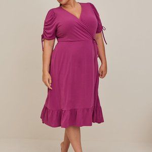 Torrid Midi Studio Knit Wrap Dress Boysenberry Size 3 NW0T